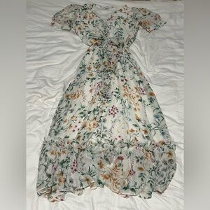 Calvin Klein White Floral Ruffled Maxi Dress